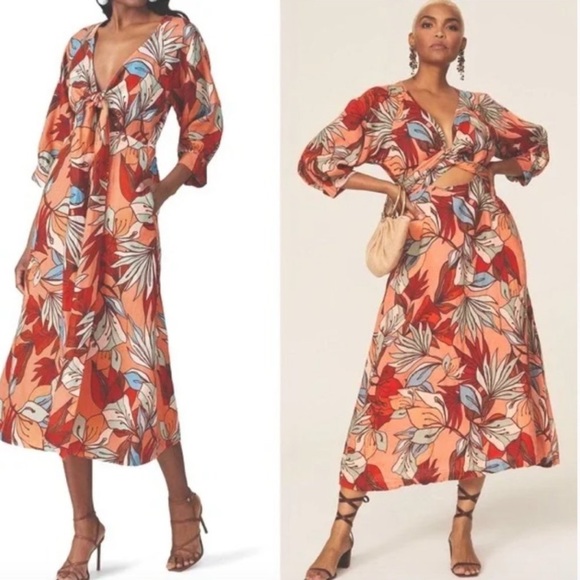 NICHOLAS Dresses & Skirts - Nicholas Asilah Tie-Front Cutout Linen Midi Dress - Size US 4